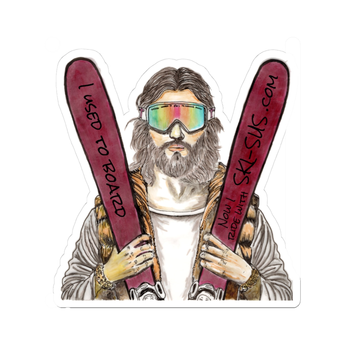Vintage Skiing Kiss-Cut Stickers - Perfect for Snow Lovers & Winter Sports Enthusiasts
